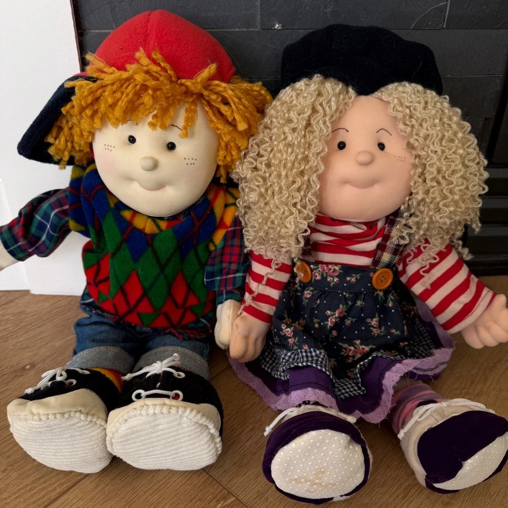 Sweetie Pie Kids Brandon and Chloe Rag Doll Pair 15 Inch Vintage Style Plush